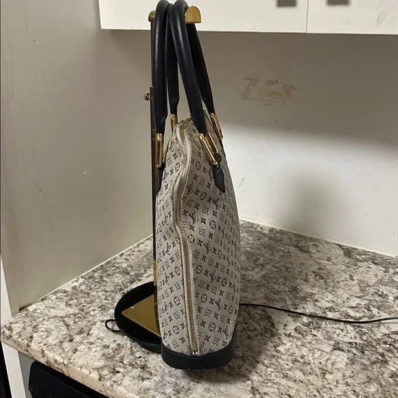 Louis Vuitton Monogram Satchel - Gray and Navy Blue PRE-OWNED. - Picture 4 of 14